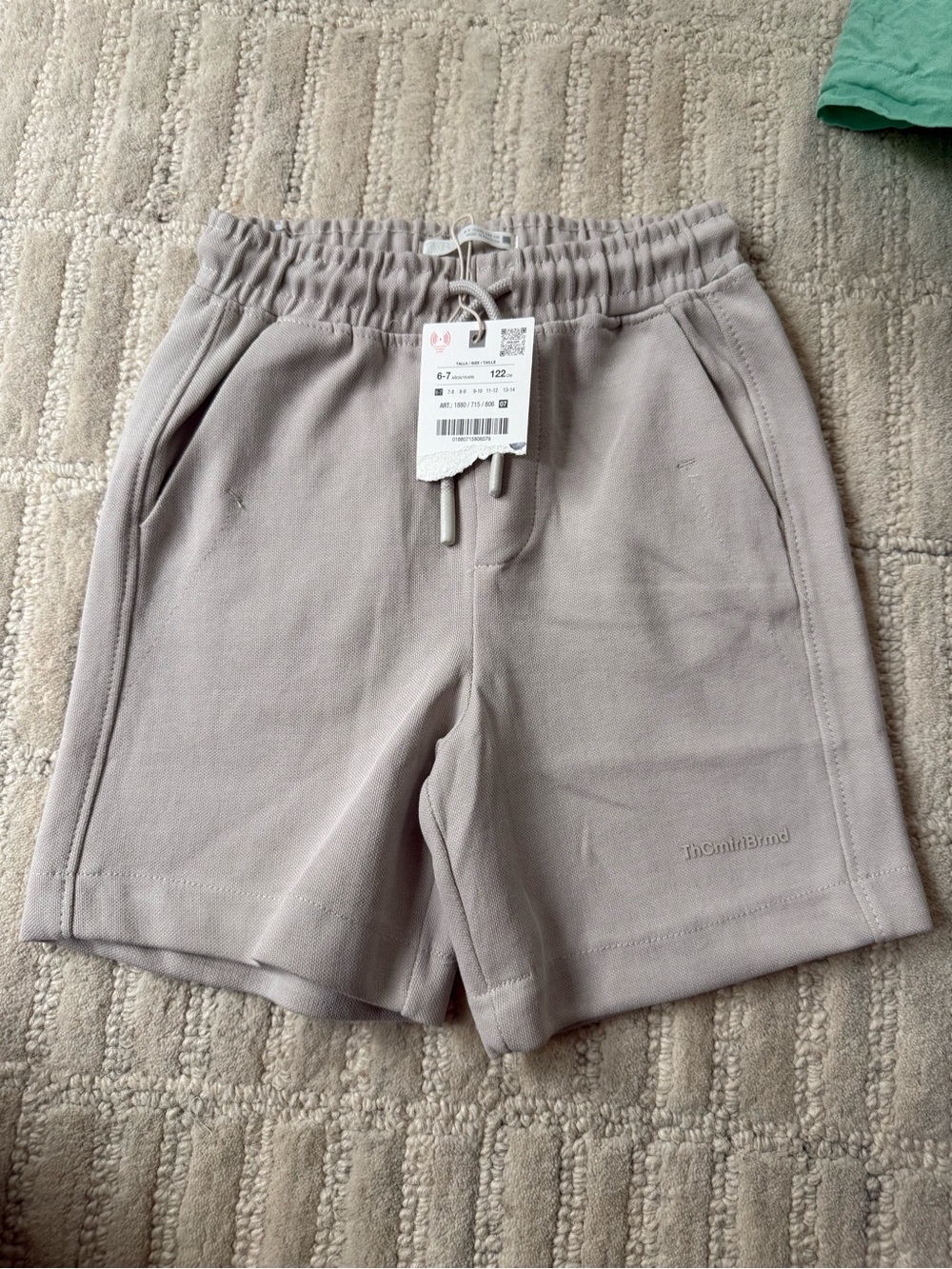Zara Kids Drawstring Shorts in Light Taupe